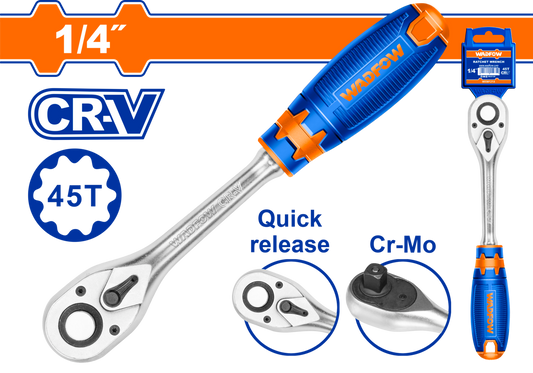 RATCHET WRENCH CR-V/CRMO 1/4 45T 158MM