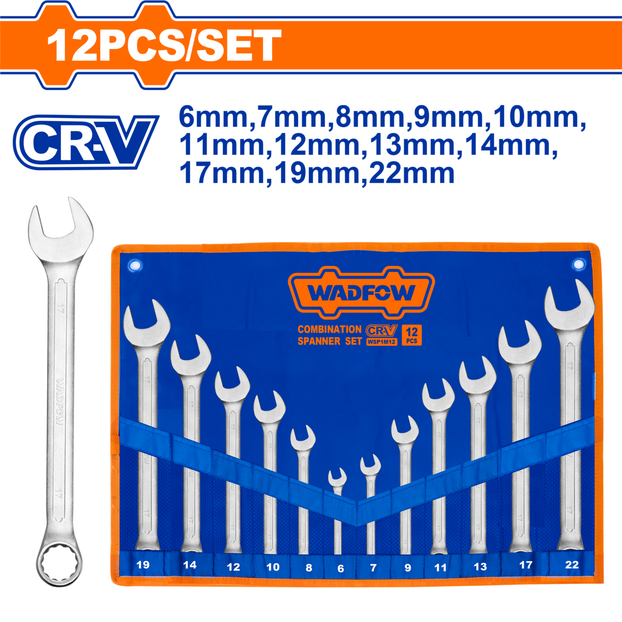 SPANNER COMB SET CR-V 6-122M 12PCS