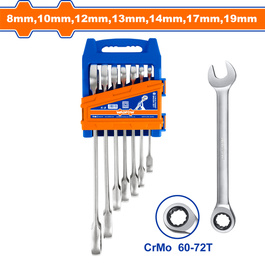 SPANNER RATCHET SET CR-MO 8-19MM 17PCS