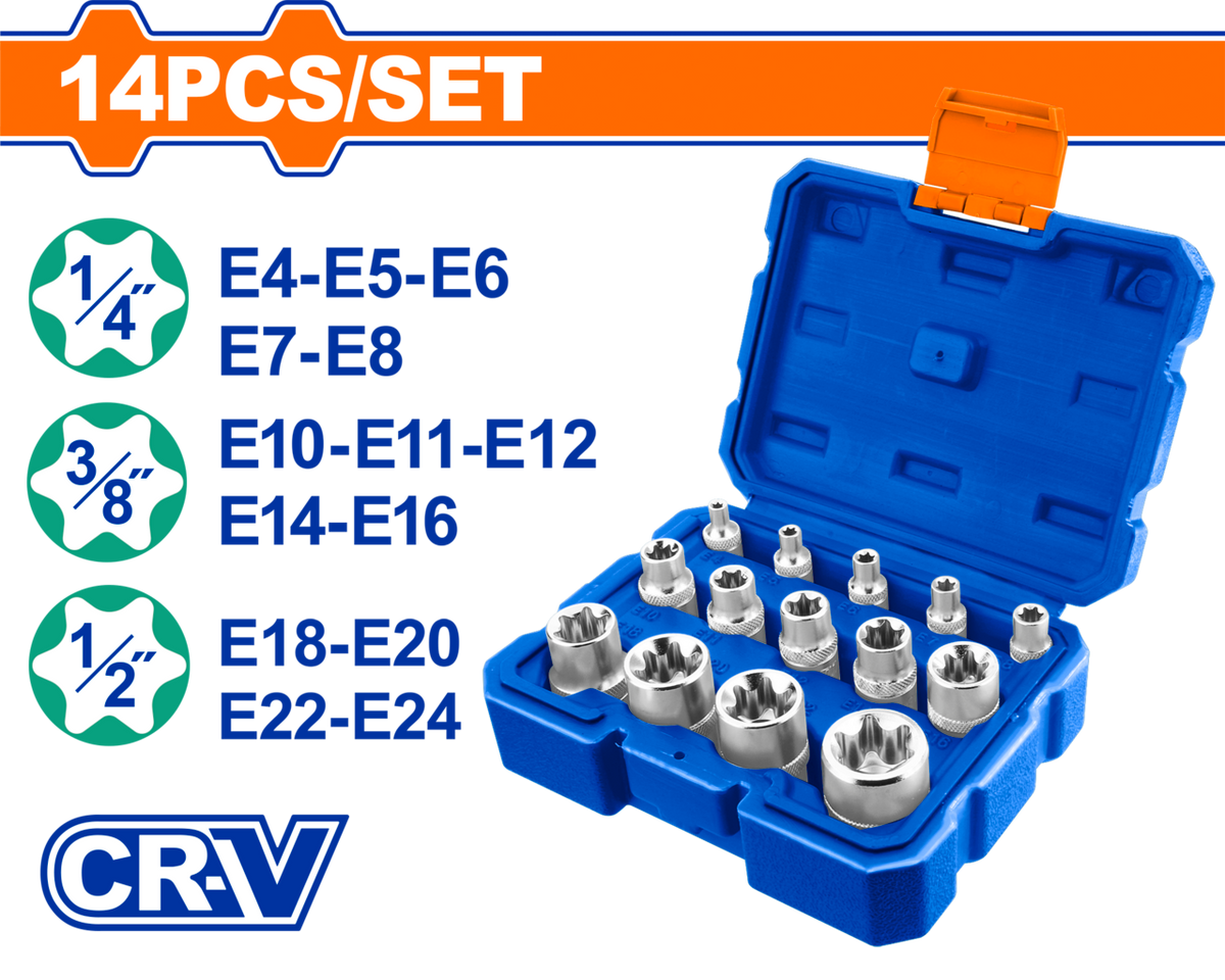 SOCKET E-TYPE SET CR-V 14PCS