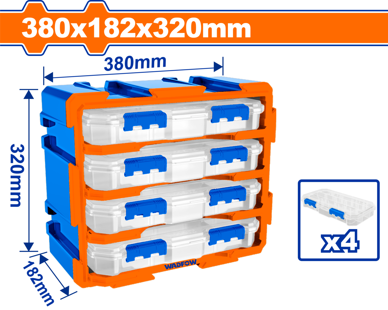 STORAGE TOWER SET 380X182X320MM ORG 4PCS