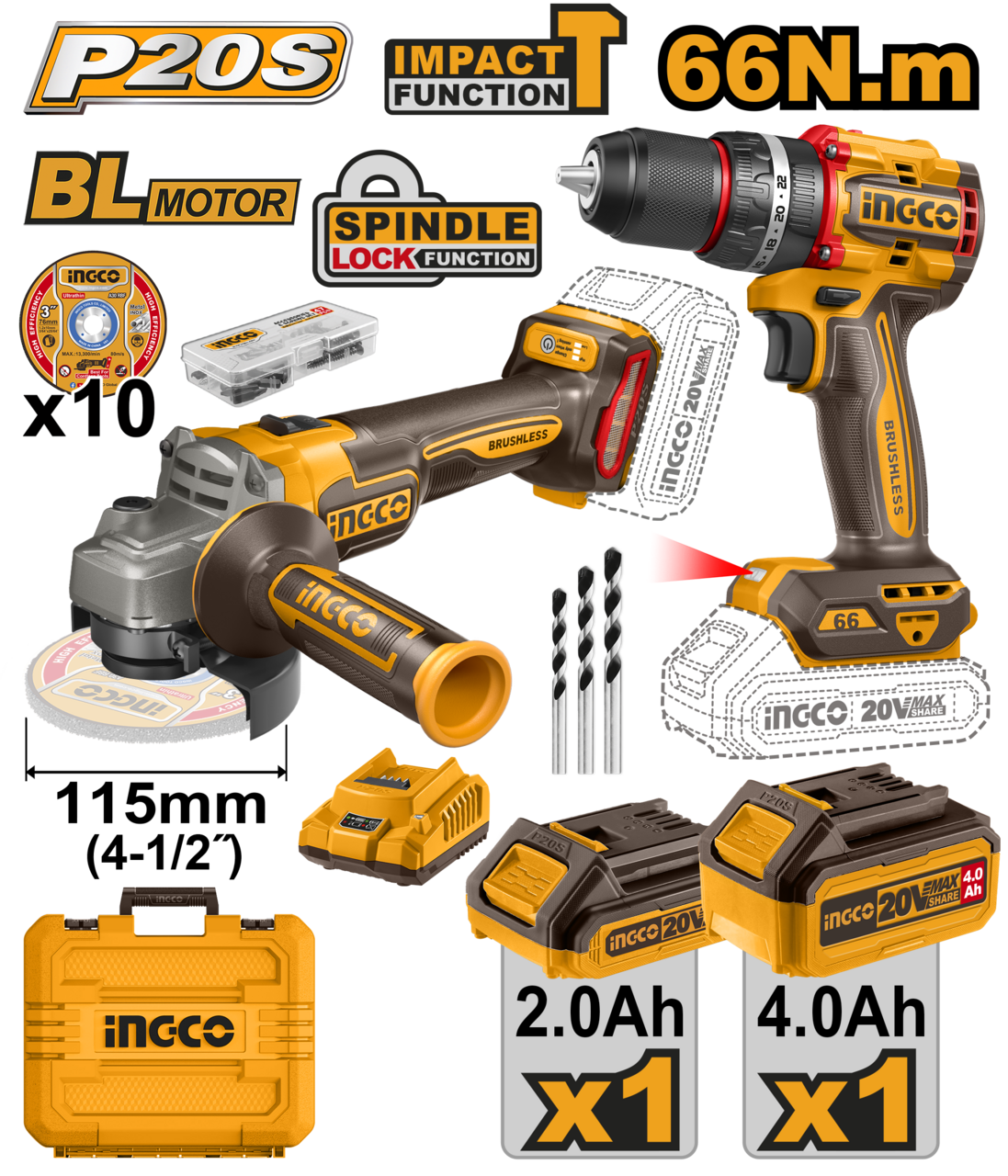 20V PS+ C/L 2PC DRILL/ANGLE GRINDER KIT